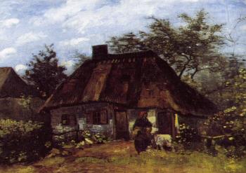 Vincent Van Gogh : Cottage and Woman with a Goat